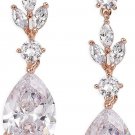 SWEETV Teardrop Dangle Earrings For Women,Bridesmaids,Brides -Crystal Rose Gold