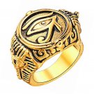 Egypt Eye Horus Symbol Ring Punk Retro  Rings, Gold Plated/Stainless Steel