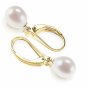 14K Yellow Gold Plated Shell Pearl Leverback Huggie Drop Earring AAA+ Quality