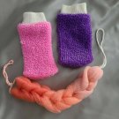 3 pack Back Scrubber  Bath Shower Sponge Nylon Puff Spa + shower sponge gloves