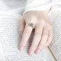 S.Leaf Black Freshwater Pearl Ring Cat Ring Sterling Silver