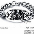 Chunky Stainless Steel Masonic Freemason Symbol Polished Chain Link Bracelets