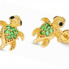 14k Gold Plated Brass Turtle Cubic Zirconia Screwback Baby Girls Earrings