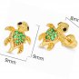 14k Gold Plated Brass Turtle Cubic Zirconia Screwback Baby Girls Earrings