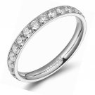 3mm Women Titanium Engagement Ring Cubic Zirconia Eternity Wedding Band