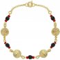 18k Gold Plated St Benedict Medal Bracelet Simulated Azabache Evil Eye 7'