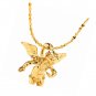 Medium Guardian Angel 24k Plating Necklaces Charms 18 inch Twisted Nugget Chain