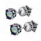 Stainless Steel Ear Stud Piercing Earrings  CZ Cubic Zirconia Screw
