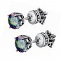 Stainless Steel Ear Stud Piercing Earrings CZ Cubic Zirconia Screw
