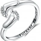 LINLIN FINE JEWELRY Baby Feet Ring 925 Sterling Silver Forever Family Engraved