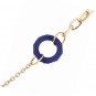 Gold Tone Navy Blue Ring Anchor Nautical Pendant Necklace