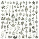 JIALEEY Wholesale 100 Pieces Mix Antique Silver Charm Pendant Collection DIY