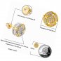18K Gold Plated Round Stud Earrings Hypoallergenic Screw Back