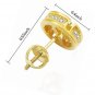 18K Gold Plated Round Stud Earrings Hypoallergenic Screw Back