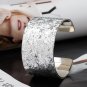 VUJANTIRY Stainless Steel Paved Sequins Bracelet Wide Open Bangle Cuff Bracelet