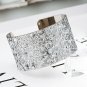 VUJANTIRY Stainless Steel Paved Sequins Bracelet Wide Open Bangle Cuff Bracelet
