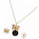 Little Enamel Bee Pendant Necklace, Dangle Earrings for Women