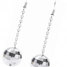 Drop Disco Ball Earrings Silver Mirror  60s-70s style