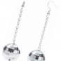 Drop Disco Ball Earrings Silver Mirror 60s-70s style