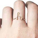 Hanbintod Rose Gold Plated Alphabet Initial Letter Ring A-Z Stackable Ring For