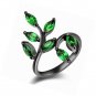 18K Gold Plated Ring Pinky Seven Stone 5 mm2 mm CZ Leaf Design Opening Rings
