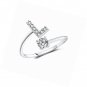 Adjustable Crystal Inlaid Initial Ring Alphabet Letter A-Z Adjustable Silver