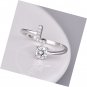 Adjustable Crystal Inlaid Initial Ring Alphabet Letter A-Z Adjustable Silver