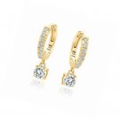 Sterling Silver 5mm Genuine, Created Birthstone  CZ Dangle Huggie Hoop Earrings