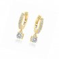 Sterling Silver 5mm Genuine, Created Birthstone CZ Dangle Huggie Hoop Earrings
