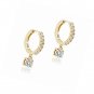 Sterling Silver 5mm Genuine, Created Birthstone CZ Dangle Huggie Hoop Earrings