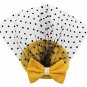 1940s Cocktail Wool Hat Dot Veil Netting Ribbon Bows Old Hollywood Pillbox