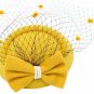 1940s Cocktail Wool Hat Dot Veil Netting Ribbon Bows Old Hollywood Pillbox