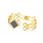 FOCALOOK 18k Gold Plated Rhombus Bracelet Oval Cuff Bangle 316L Stainless Steel