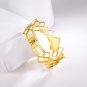 FOCALOOK 18k Gold Plated Rhombus Bracelet Oval Cuff Bangle 316L Stainless Steel
