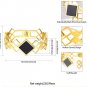 FOCALOOK 18k Gold Plated Rhombus Bracelet Oval Cuff Bangle 316L Stainless Steel