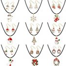 Christmas Leather Choker Pendant Necklace Drop Dangle Earrings Gift For Womens
