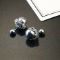 Double Sided Front Back Shell Pearl Beaded Silver Tone Elegant Stud Earrings