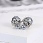 Double Sided Front Back Shell Pearl Beaded Silver Tone Elegant Stud Earrings