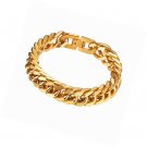 Stainless Steel Franco Chain Bracelet, Men Women, Black/18K Gold Plated