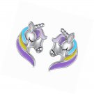 S925 Sterling Silver Unicorn  Cat Earrings Forever Love Animal Stud Gift for Her