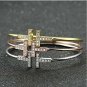 Double T Shape Cuff 18K Gold Plated Bangle Bracelet (Yellow Gold)