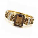 Gold Plated Luxury Brown CZ Eternity Ring Promise  for Him or Her
