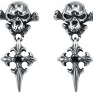 Sword Skull Earrings Stainless Steel Dangle Drop Stud Earring For Men Women 2)