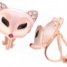 Earrings Cute Animal Christmas Gift Pink Stone Without Piercing Crystal Jewelry