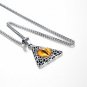 U7 Triangle Eye Jewelry Stainless Steel Ancient Style Flaming Fire Third Eye 22