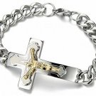COOLSTEELANDBEYOND Mens Stainless Steel Jesus Chris Crucifix Cross Bracelet