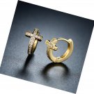 Barzel 18k Gold Layered Crystal Cross Earrings Made With Crystal Elements