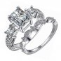 2PCS Gorgeous 18K Gold Plated Princess Cut CZ Bridal Engagement Wedding Band Set