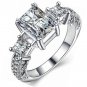 2PCS Gorgeous 18K Gold Plated Princess Cut CZ Bridal Engagement Wedding Band Set