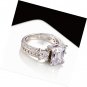 2PCS Gorgeous 18K Gold Plated Princess Cut CZ Bridal Engagement Wedding Band Set